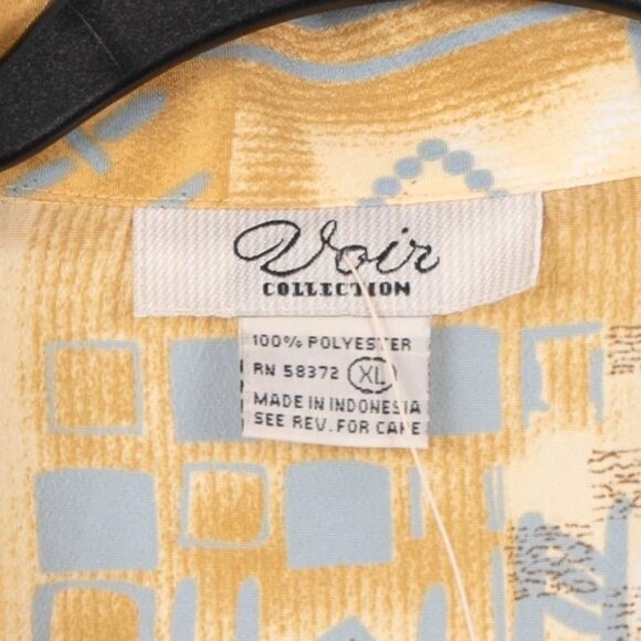 Voir Collection VTG Button Up Shirt XL Womens Yellow Blue Geometric Short Sleeve - Picture 4 of 5